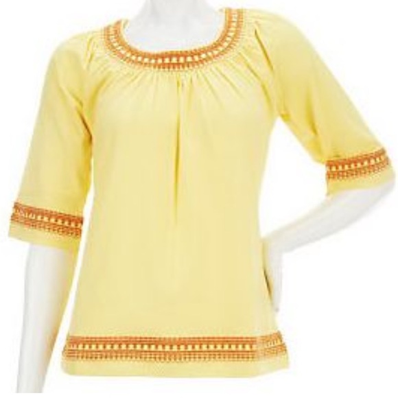 Denim & Co perfect jersey top with embroidered hem - Picture 2 of 13